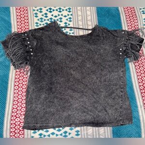 Idyllwind open back studded fringe shirt